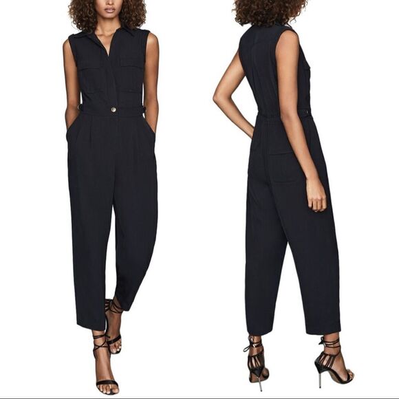 Reiss Abella Utility Sleeveless Jumpsuit In Navy
